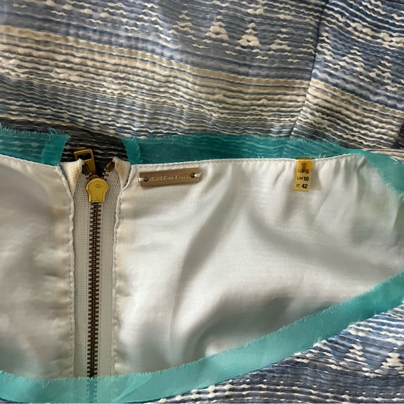 Elie Tahari Glenda Tweed Lace Cocktail Dress White Blue Green Lined Layered US 6 - Picture 3 of 12